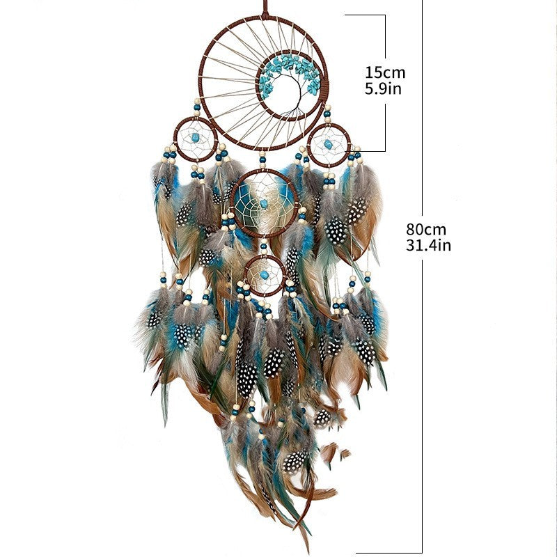Turquoise Dreamcatcher Wind Chime – Lucky Tree of Serenity Style - WildSteam Wellness