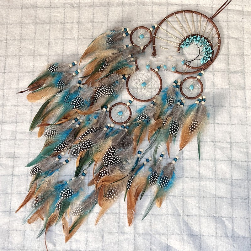 Turquoise Dreamcatcher Wind Chime – Lucky Tree of Serenity Style - WildSteam Wellness