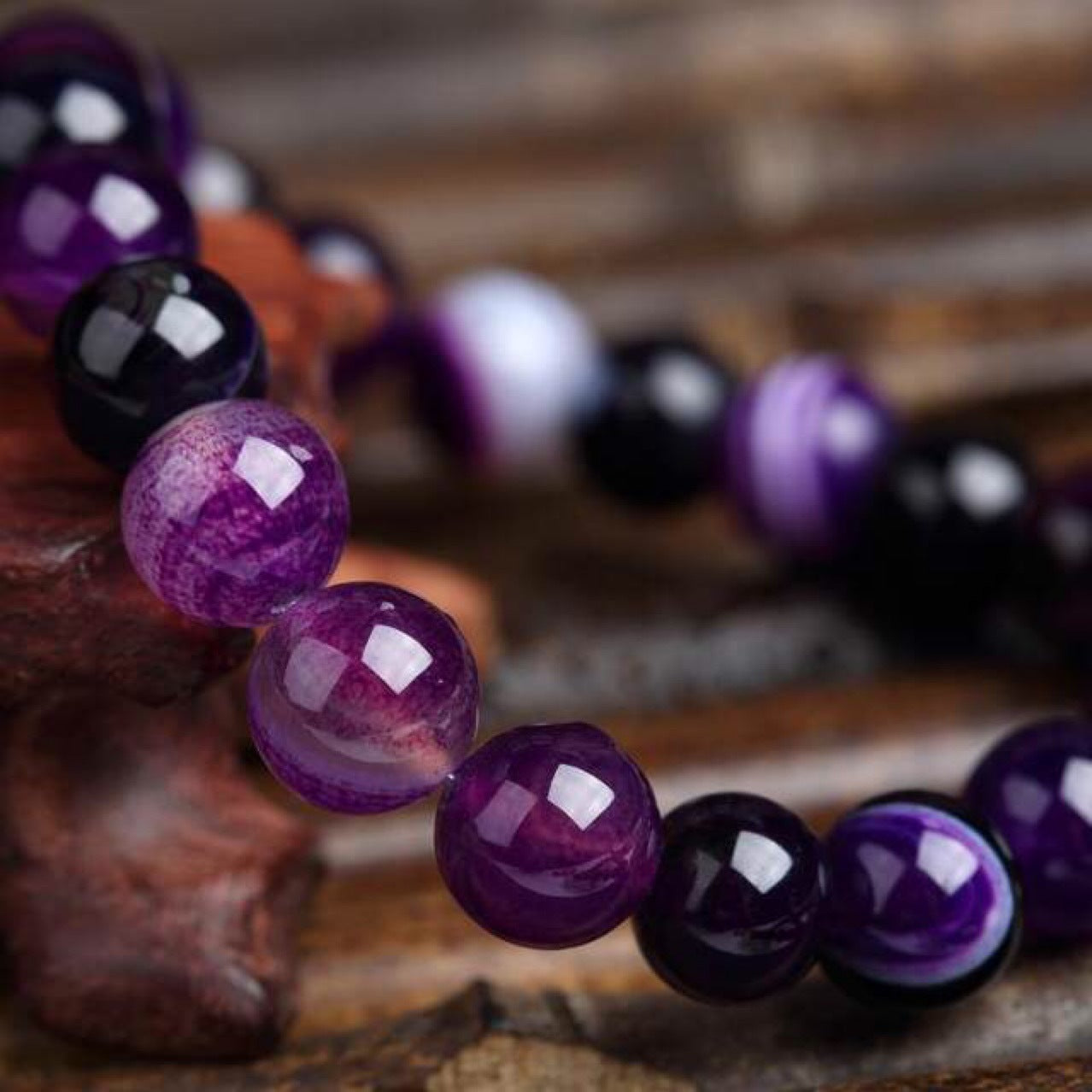 Bracelet En Pierre Naturelle Violet Pour Femme - WildSteam Wellness