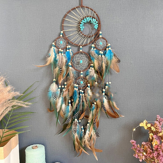 Turquoise Dreamcatcher Wind Chime – Lucky Tree of Serenity Style - WildSteam Wellness