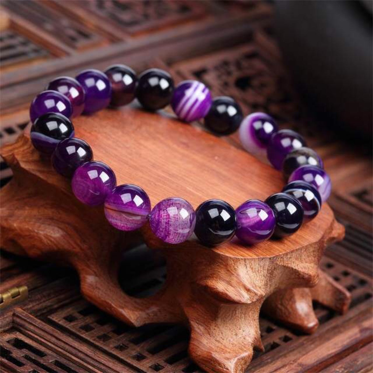 Bracelet En Pierre Naturelle Violet Pour Femme - WildSteam Wellness