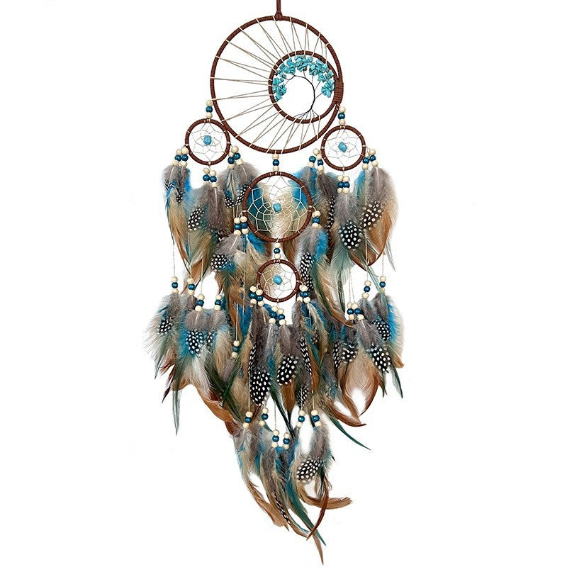 Turquoise Dreamcatcher Wind Chime – Lucky Tree of Serenity Style - WildSteam Wellness