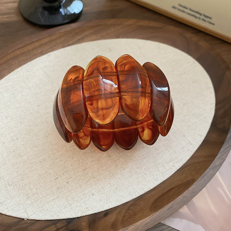 Blooming Oval Acrylic Stretch Bracelet Niche Unique Design - WildSteam Wellness