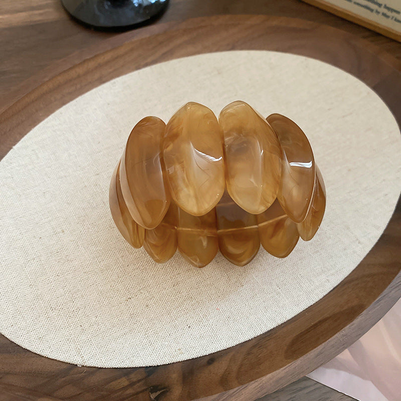 Blooming Oval Acrylic Stretch Bracelet Niche Unique Design - WildSteam Wellness