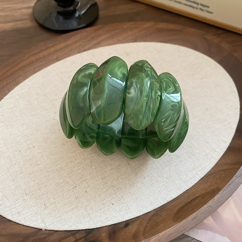 Blooming Oval Acrylic Stretch Bracelet Niche Unique Design - WildSteam Wellness