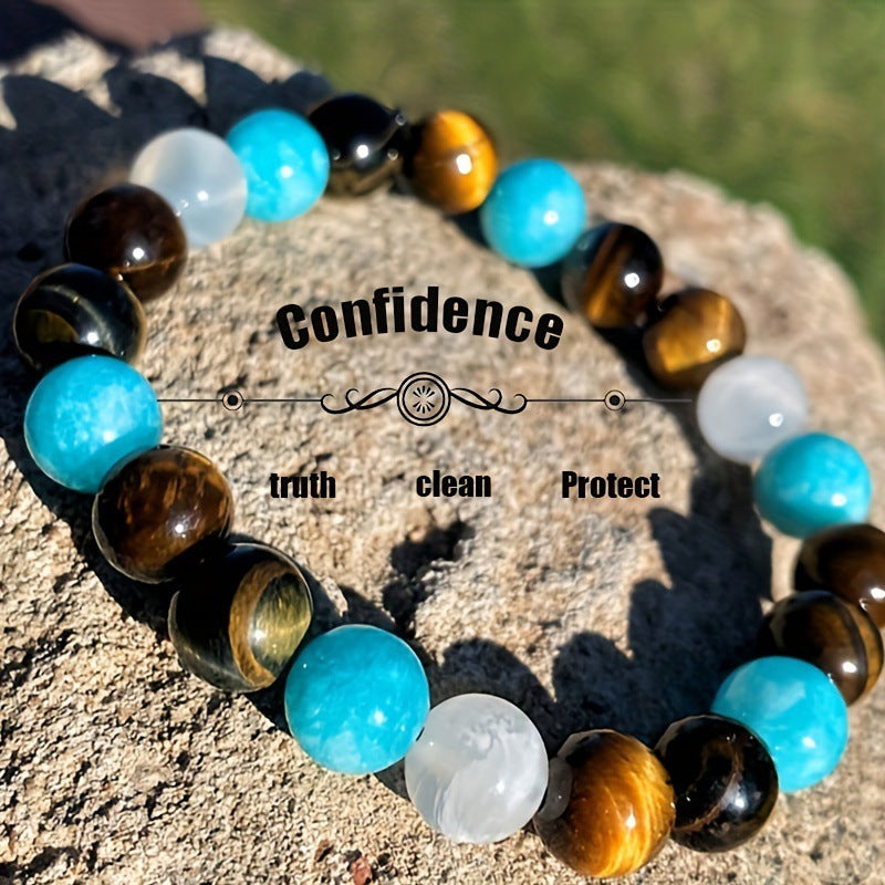 Versatile Tiger Eye Stone Men's Beaded Bracelet - WildSteam Wellness